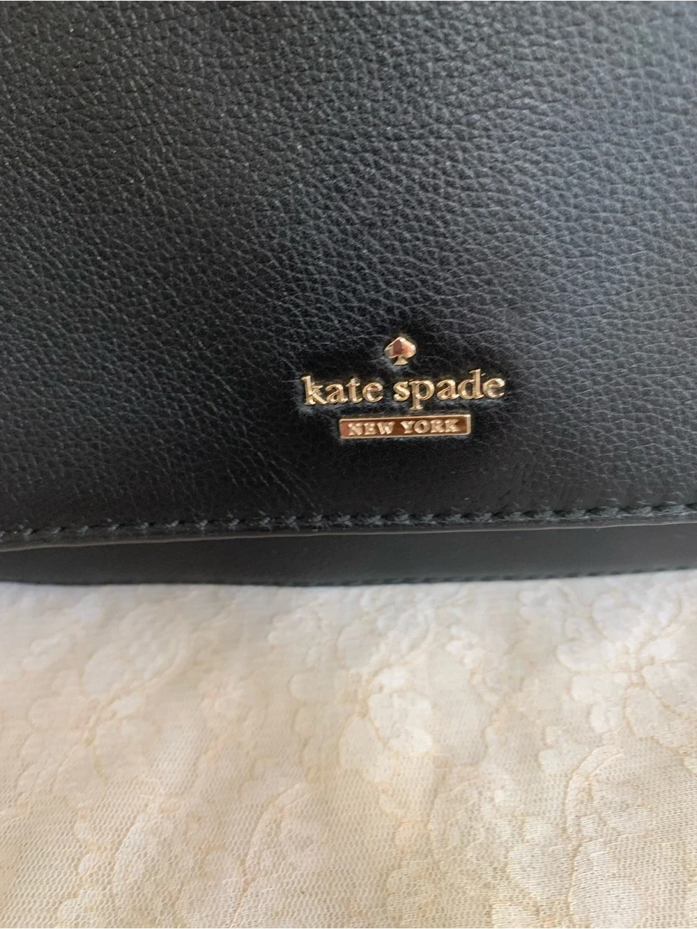 Kate Spade Bell Lane Kyleigh Black Pebbled Leather Flap Satchel Crossbody Bag